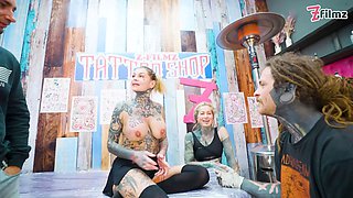 Inked paramours Big Dick foursome merry's tattooed escapade