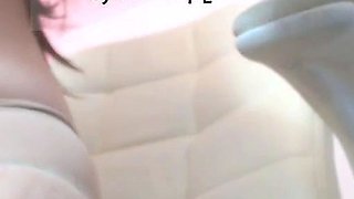 Busty Korean teen camgirl in pantyhose masturbates