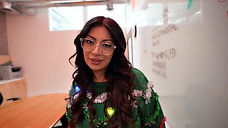 Big Tits Latina MILF Coworker Cami Strella Gets Pounded Hard in Horny Office Christmas Party Hookup