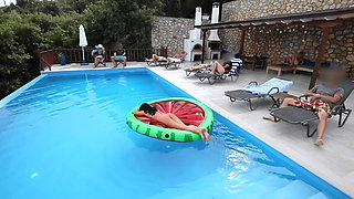 PUBLIC! His wife can't satisfy him, so he fucks me right by the HOTEL POOL!