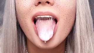 Swallows Sperm and Smears It All Over Her Tits!