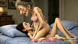 Old Woman Rubs Her Pussy on a Young Woman