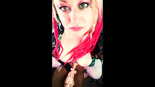 The cute mistress wants to watch you suck on your first BBC and gag on it