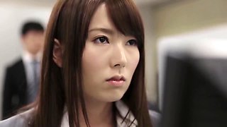 A Japanese Secretary Runs Into Her Boss In The Stairwell And Pleases Him With A Blowjob And A Titjob