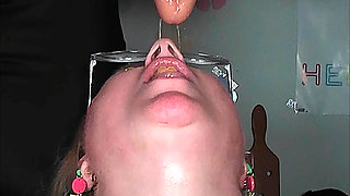 Extreme BBW Dildo Wet and Messy Deepthroat Saliva