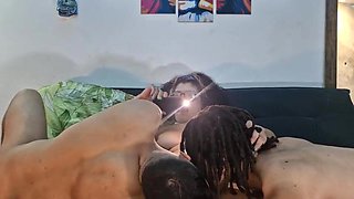 Trans lady Sofie Rod made them both inhale her off and came a bunch.