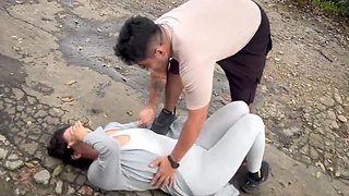 Roxxan Helps Her Hot Latina Neighbor After a Crash – Big Ass Anal & Cumshot in Public Restroom