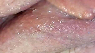 Pink Granny Fingers Dripping Pussy Sucks Sloppy Dildo Clean
