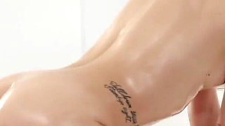 Natural Tits Blonde Rebecca Volpetti Gets Wet and Fucked Sensually by Masseur