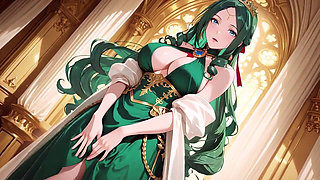 Green Queen on the Golden Throne! Lazy Seduction in a Silk Gown, What Secrets Hide Beneath?