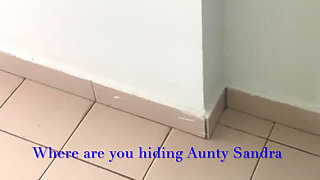 Vgq1 Aunty Sandra in White Girdle, Rht Stockings and Sheer Dress