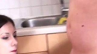 Sexy lady gives a handjob