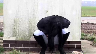 Busty Czech amateur fucks outdoor in public