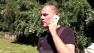 Sexy small tits blonde fucking in the garden