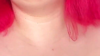 Oiled BBW Cunt Training with Big Glass Dildo