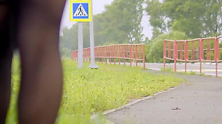 112-i Love Teasing Drivers, Sexy Dressed in a Skirt and Stockings, While Waiting for My Bus *60fps