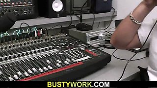 Fat pussy fingering and titjob at work