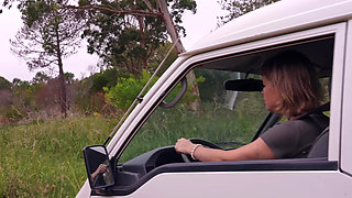 Sexy Handywoman Masturbates in Her Van After a Successful Job