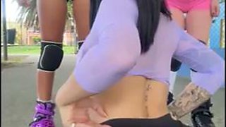 Naughty Latinas Flash Tits in Public - Before Lesbian Threesome with Dripping Pussies: Porn