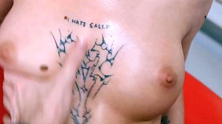 Tattooed Brunette Massage Therapist Turns Appointment Into