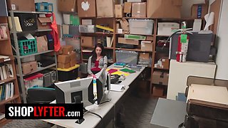 Shoplyfter - red haired beauty Naiomi Mae detained for stealing gets what she deserves in the backroom