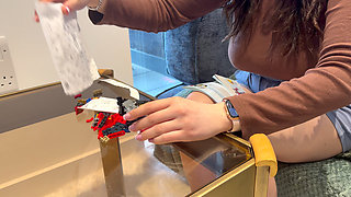 Tit Fuck Big Cumshot on My Big Boobs While Trying to Build Lego