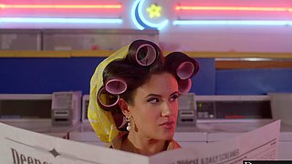 Dirty old Penny sucks huge dick in sexy nylons