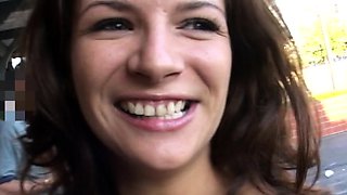 Big tit brunette sucks a big cock hardcore