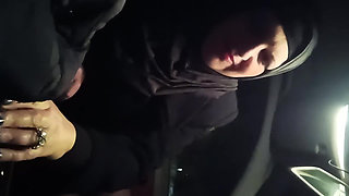 A Muslim Married Slut Sucked Her Lover's Dick in a Parking Lot and Swallowed His Cum