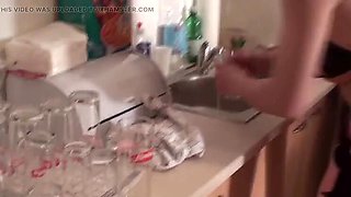 Feather Duster Femdom - Sissy Maid Washing Dishes & Wiping Windows in HD