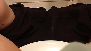 Rubbing My Wet Horny Kinky Pussy Through My Panties, While My Roommate Is Making Dinner