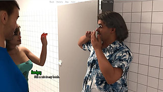 A Life Worth Living - Gameplay - Roleplay - Public Toilet Gloryhole Blowjob in Front of Husband