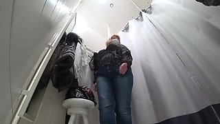 MILF with Big Tits and Fat Ass Caught on Store Fitting Room Camera - BBW in Lingerie