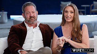 WIFEY Married MILF Brandi Johnson Gets Spit-Roasted And Creampied While Hubby Watches: Porn