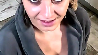 Bathrobe MILF Hair Drying and Brushing Blowjob with Cum in My Hair