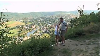 Blonde Teen Christina Lee Outdoor Blowjob and Fucking with Big Boobs