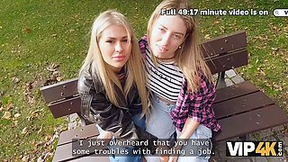 Vip4k. fantastic blondie with Natural Tits came to get a job and to fuck on a tabletop