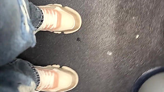 Crazy Risky Handjob in the Train and Left a Surprise on the Seat