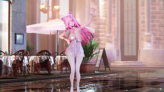 [mmd] Lingyuan - Comfortable Thing Milk Chain Tight Miniskirt White Silk Leg Rings