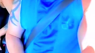 No Shame! Natzinha Flashing Her Tits in Traffic and Rubbing Herself.