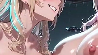 Two Anime Girls Working at Office, Ai Animation