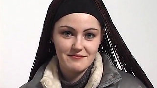 Young student takes off clothes to show body