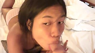 Heavily Cummed All Over a Petite 18-Year-Old Thai Girl's Face
