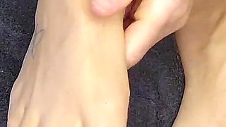 Hot Housewife Gives Herself a Foot Massage