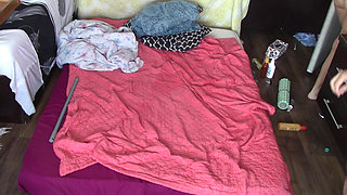 Amateur couple crazy sex in the bedroom.