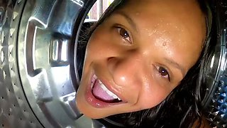 Latina Stepmom Gets Trapped in Washing Machine: Son Can't Help but Fuck