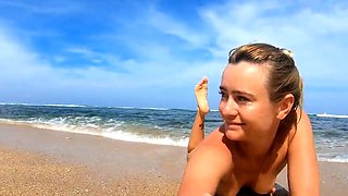 Blonde Babe's Naked Swim in the Ocean