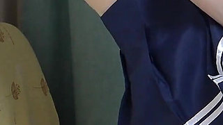 Student Uniform Slender Japanese Girl's Miniskirt, Thighs, Legs, Thong Panties, No Bra Tits View From Under the Desk