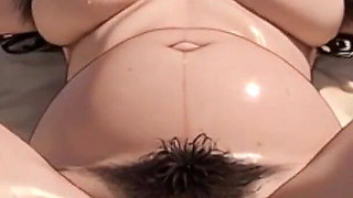 Pregnant Beach Exhibition - Hairy Pussy Tanning & Craving Sperm