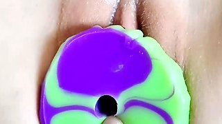 Cute young amateur web cam girl masturbates with her toy